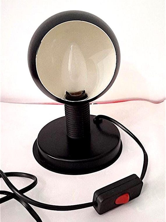 NUOVA VENETA LUMI 70s italy super fashion design black space ball lamp light - lampada abat jour palla sfera nera space