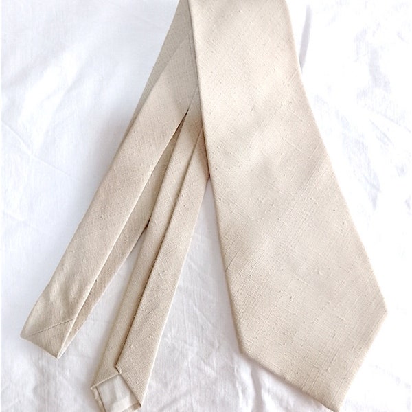MAWA Como 70s Italy wide tie white beige super fashion vintage - wide tie in cream white canvas