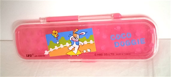 COCO DOGGIE 80s Rbd Taiwan Pink Beautiful Kawaii Pencil Case Astuccio  Scuola in Plastica Delizioso 