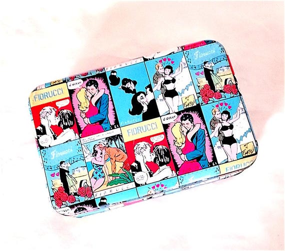 FIORUCCI 80s italy beautiful comic tin lunchbag suitcase Roy Linchtenstein - tin suitcase - tin box - bag
