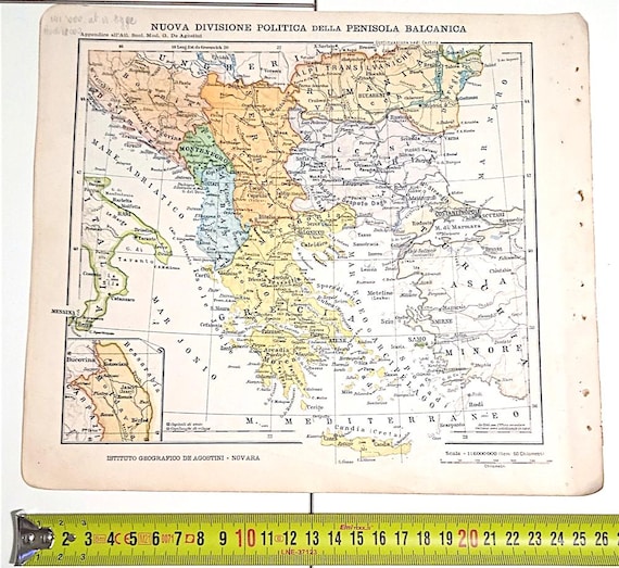 ATLANTE SCOLASTICO MODERNO 1918 De Agostini - cartina Nuova divisione dei balcani