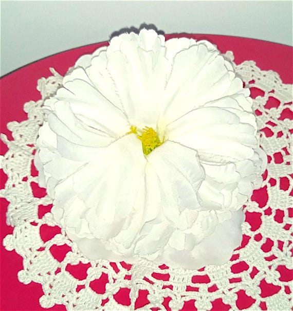 ISLA BONITA!!!! Large White Hair Flower Decoration with Clip Directly from the 80s