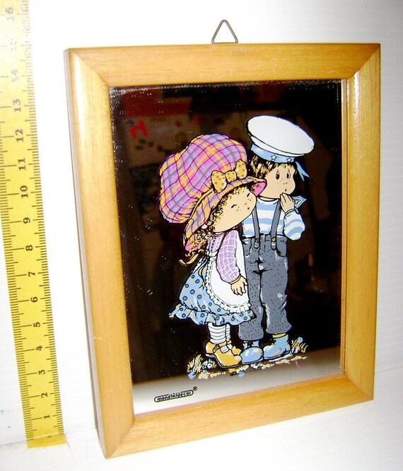 PAT '20 - 70s Mondinirecord italy tiny decorative mirror frame Betsey Clark style - mini decorative wall mirror picture