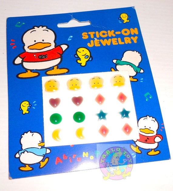 AHIRU NO PEKKLE 90s Sanrio Japan stick on jewerly earrings - orecchini adesivi kawaii pulcino chick