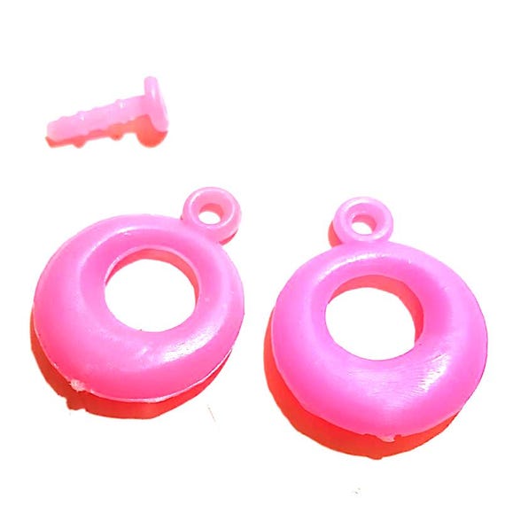 B891 - BARBIE 80s orecchini rosa a cerchio originali 1 perno solo