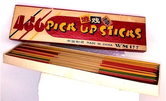 4-5-6 PICK UP sticks WM177 - 70s china wood tiny table game vintage - mini wooden game in splendid box