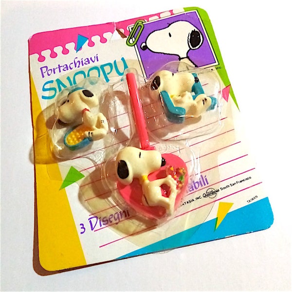 SNOOPY - Peanuts 80s Quantasia US Taiwan keychain playset misb - super kawaii joint porte-clés modulaire