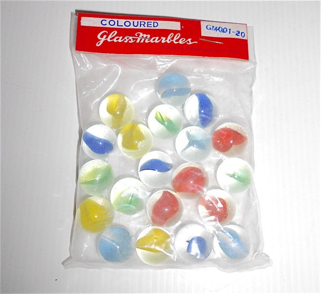 GLASS MARBLES 70s China Glass Balls Marble Effects Misb Sealed Marble