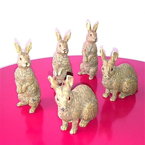 RABBIT 90s AAA China lot 5 pvc figures bunny realistic - 5 realistic pvc miniatures rabbits bunnies