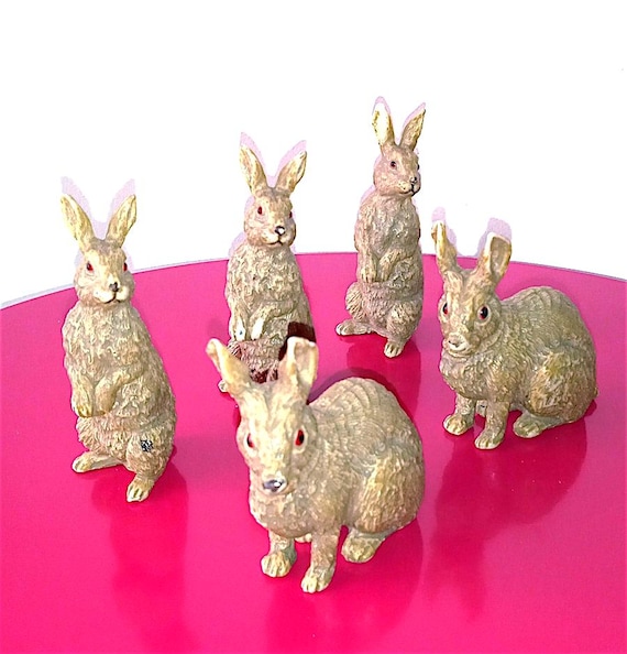 RABBIT 90s AAA China lot 5 pvc figures bunny realistic - 5 miniature in pvc realistiche conigli coniglietti