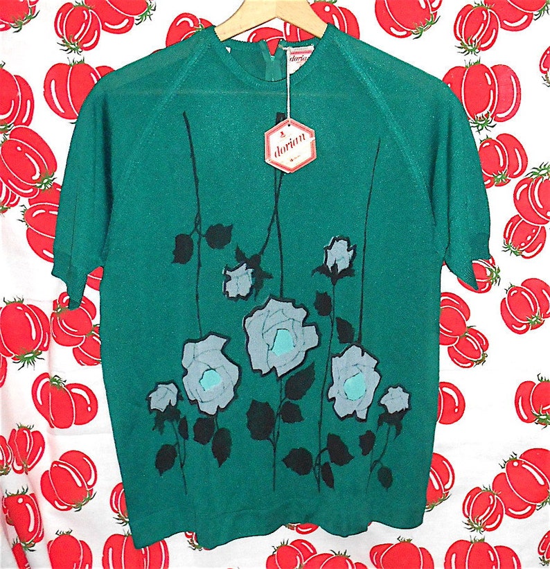 DORIAN chatillon 70s italy beautiful green shirt acetate mint image 0