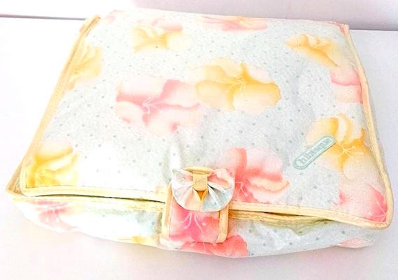 HIBISCUS 80s Mondadori italy super pastel kawaii flower fantasy maxi make up container pochette porta trucco grande morbido ko cacharel