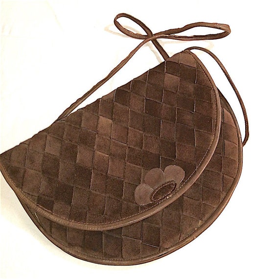 beautiiful vintage 70s brown suede bag super fashi