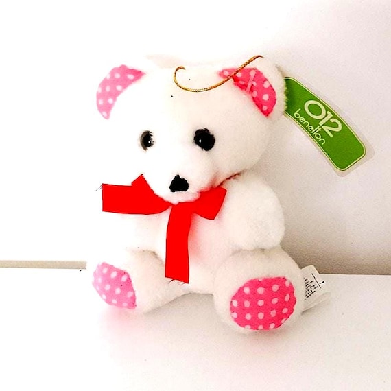 012 BENETTON 80s italy Decorline - pocket teddy bear deco - small teddy bear plush toy to hang mint