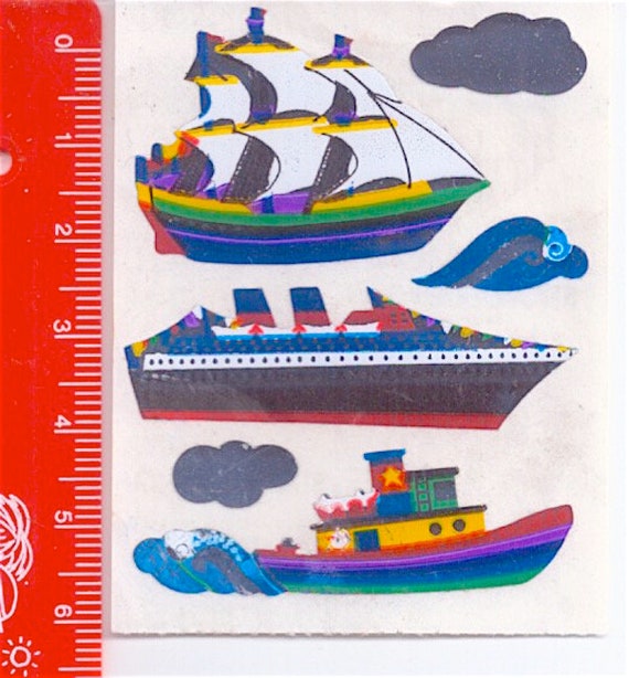 BOATS - Barche - Navi   80s  Sandylion Canada sticker sheet  plastic - foglietto adesive plastica