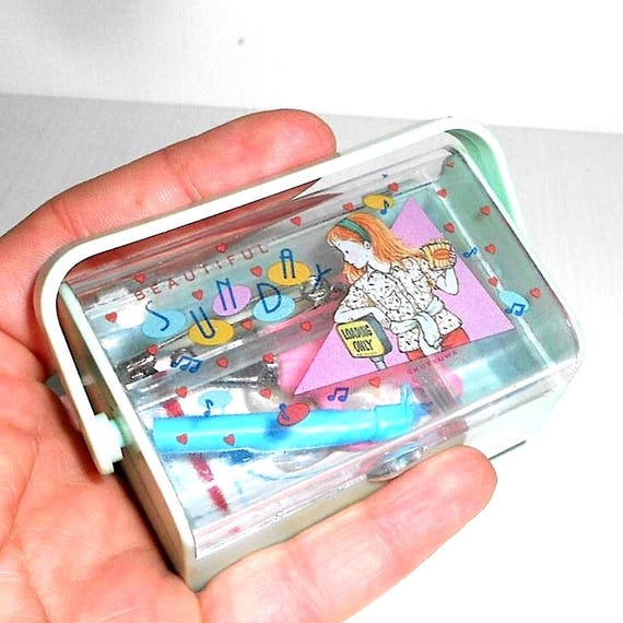 BEAUTIFUL SUNDAY 80s Kutsuwa Japan super cute kawaii tiny sewing set box casket - basket casket sewing set