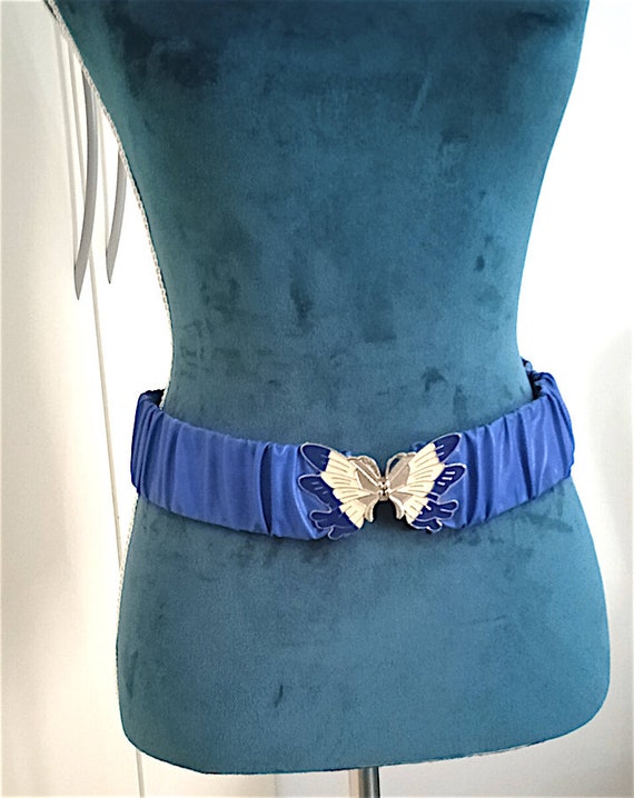 splendida cintura blu elastica in pelle sintetica 