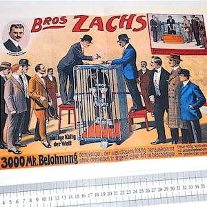 BROS ZACHS magic magician 80s repro poster - anastatic reproduction original poster tribute from an Italian newspaper