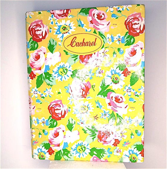 CACHAREL 80s Mondadori italy vintage notebook cover metal rings yellow flowers - used kawaii preppy paninaro notebook cover rings
