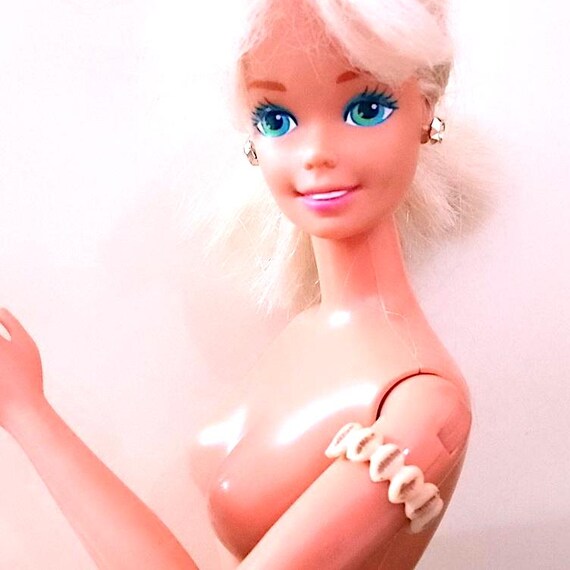 B830 - BARBIE 90s bracciale bangle sottospalla conchiglie in gomma effetto etnico