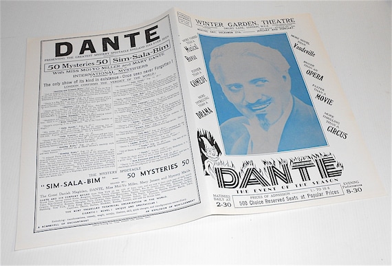 DANTE the magician 80s italy repro flyer depliant - riproduzione anastatica del volantino originale omaggio giornale italiano
