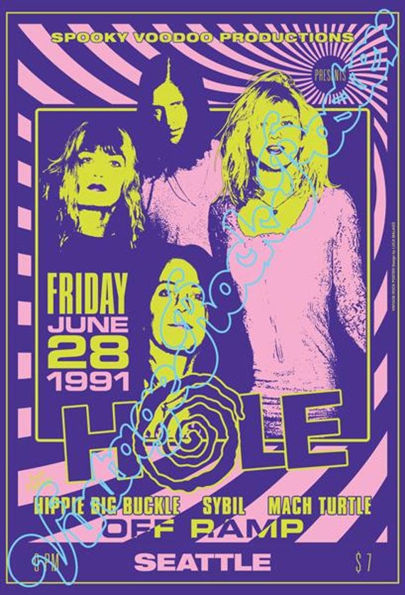 HOLE - Courtney Love - Seattle, Us - 28 june 1991 - concert poster -1067