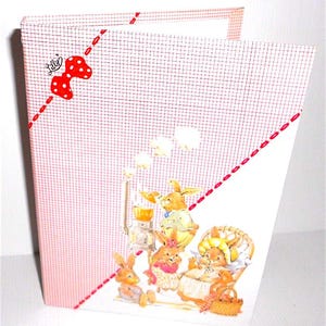 LILLY bunny family - famiglia coniglietti 70s Cartorama italy  vintage cover with metal rings for school - copertina quaderno con anelli