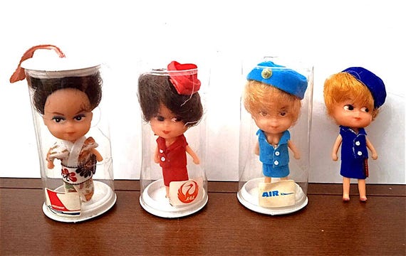 PARIS & CO 1969 - lot 4 mini dolls kiddle air company (rare geisha) - 4 super kawaii mini dolls