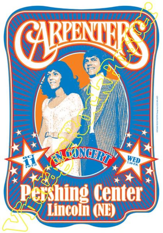 CARPENTERS - Lincoln, Us - 11 October 1972 concert poster -658
