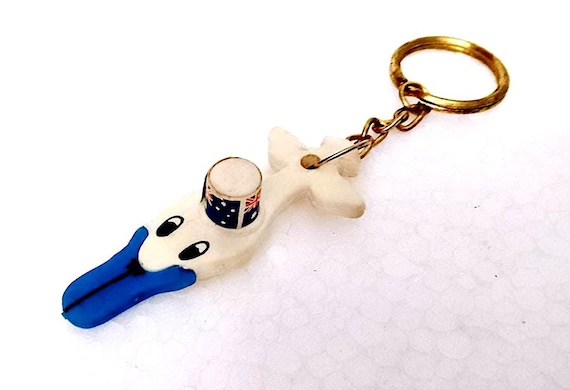 flying duck usa flag hat 70s keychain keyring