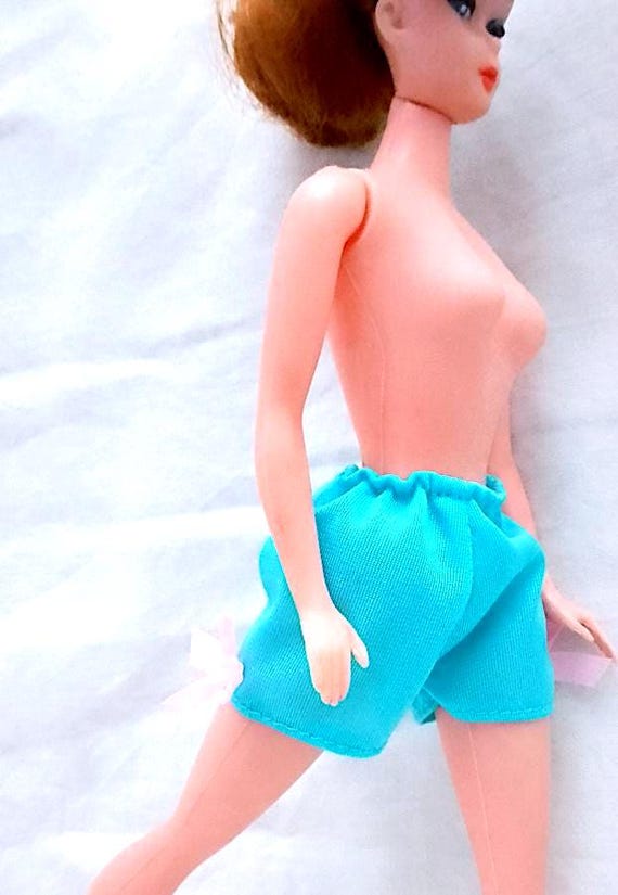 BARBIE 90s lingerie Fancy Frills shorts blue shorts pink bows B657