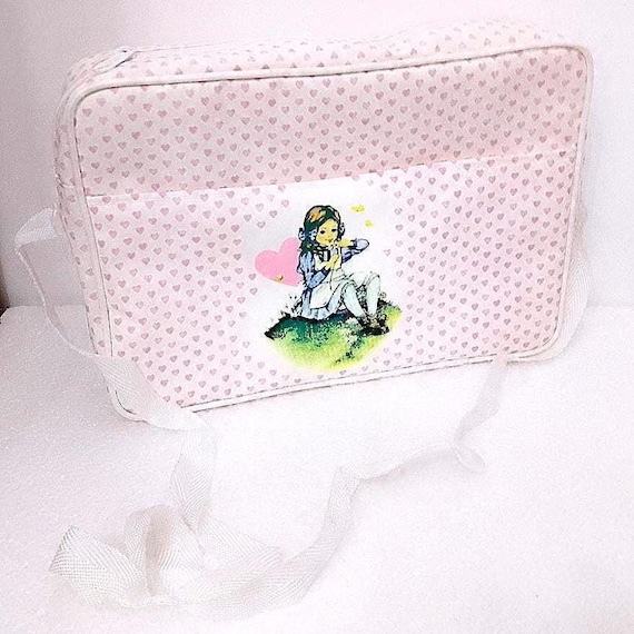 SISTER ko Miss petticoat 70s italy super kawaii pink hearts cotton bag mint - romantic pink hearts shoulder bag new cotton