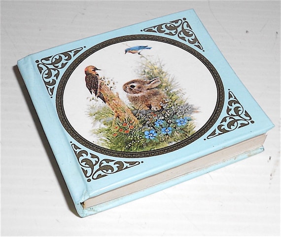 RABBIT - CONIGLIO - LAPIN 80s Giordano Art Italy mini memo pad hard cover - mini notes copertina rigida kawaii blue puppy