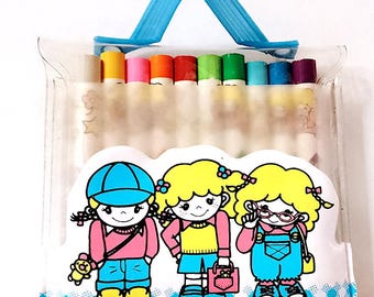 TRIPLE YAN YAN 80er Ribbon Pencil Japan Mini Color Pencil - Buntstifte - Tasche blau