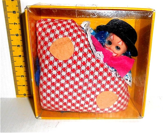 CICCIO CROC 70s Querzola italy pocket soft doll clown circus in box mint - mini soft doll in box