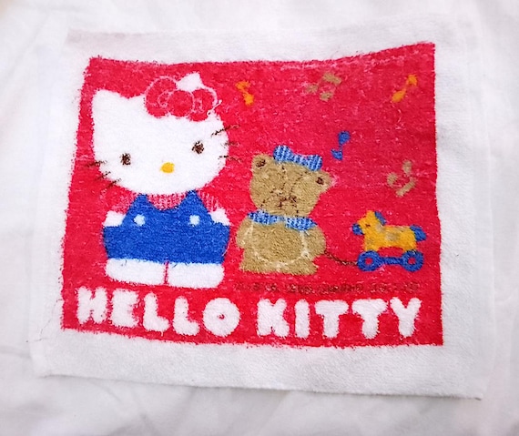 HELLO KITTY 1988 Sanrio Japan Vintage mini sponge towel kawaii - mini cotton terry towel