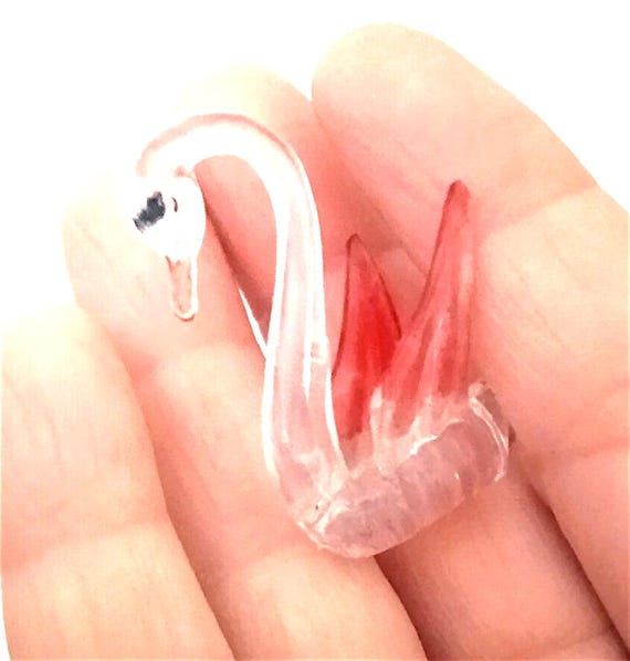 Tiny crystal plastic pink swan 70s italian gadget Kinder sorpresa Ferrero sorpresina rara