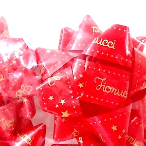 FIORUCCI 90s cartorama italia raro set 4 estrellas de cinta navideña para paquete de regalo rojo - 4 lazos y rosetas para paquetes navideños dorados nuevo misb