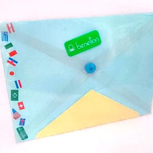 BENETTON 90s italy stationery letter set 10 + 10 flags - carta da lettere bandiere misb