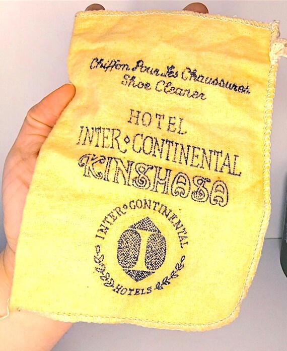 KINSHASA - CONGO - Intercontinental Hotel 70s  - shoes bag - borsa per scarpe pulizia souvenir gadget