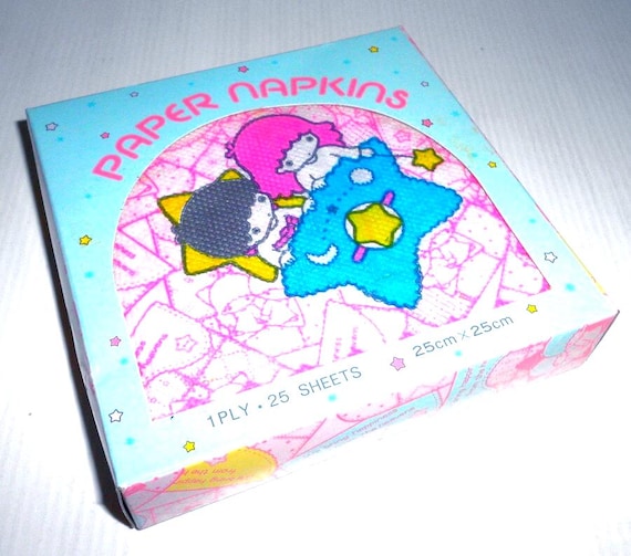 LITTLE TWIN STARS 1976 Sanrio Japan Paper Napkins box - set of paper napkins in new box