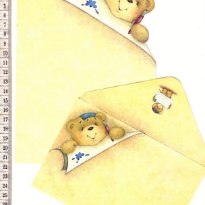 PAWS FOR THOUGHT - Britannia company 1993 Mansell Promotions uk stationery letter set 10 + 10 carta da lettere teddy bear kawaii mint