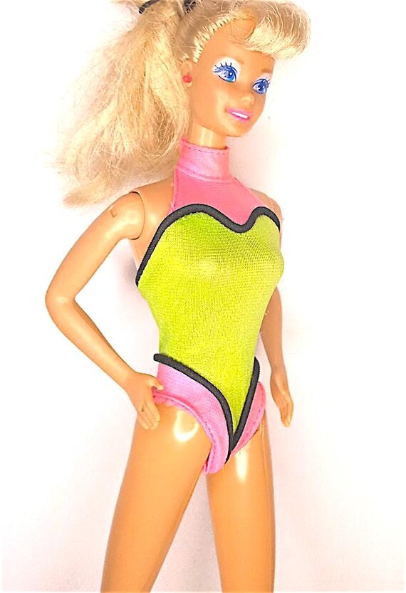 B1155 - BARBIE RIVIERA 1989 costume swimsuit body neon originale