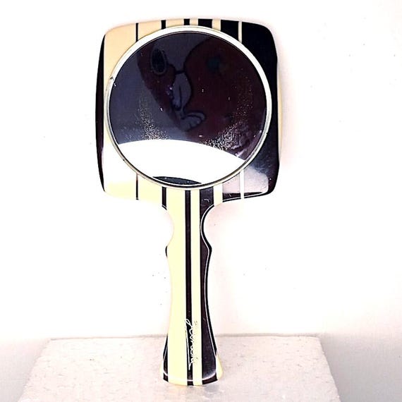 Giorgio JANEKE 70s italy splendido specchio da borsetta panna e marrone scuro super design optical fashion