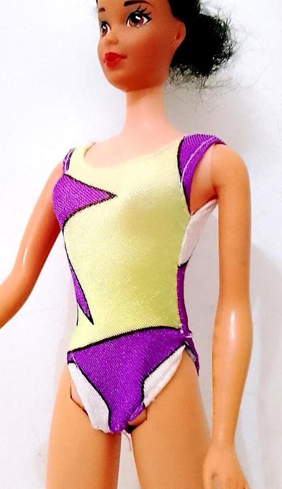 BARBIE 90s swimsuit body swimsuit geometry purple yellow B160
