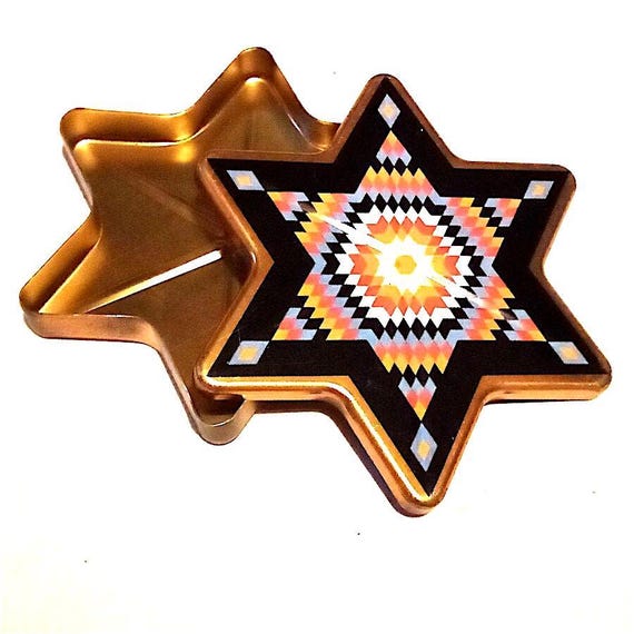 STELLA - STAR optical 1981 Rfgd Hoffman Uk tiny candy tin box empty - gorgeous empty candy tin box