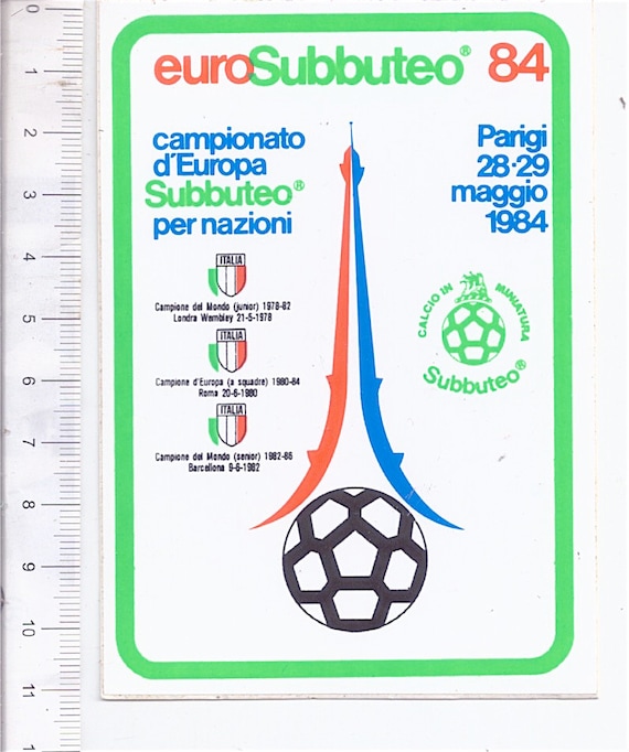 Euro Subbuteo 1984 - compionato d'europa - italy promo sticker - adesiva pubblicitaria - calcio football soccer