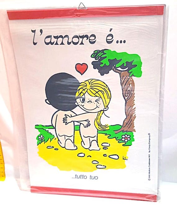 LOVE IS ... L'AMORE E' ... by Kim Casali 1989 Caribbean italy poster frame curtain - tendina stampa da appendere misb kawaii