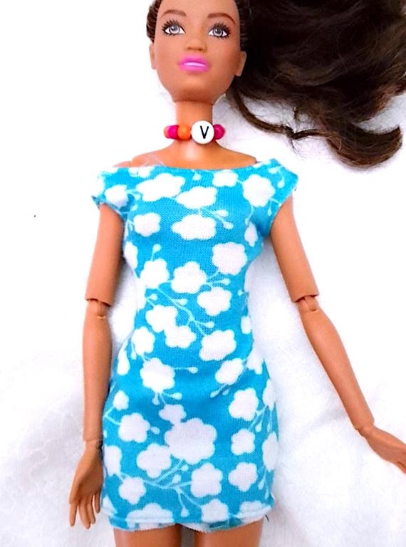 BARBIE Fashionistas 2000s Mattel Mini Dress Blue With White