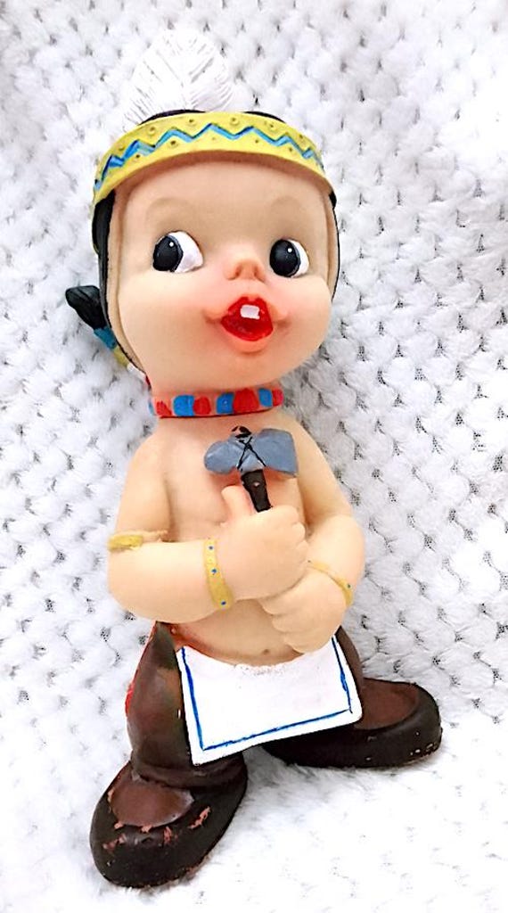 indian - native american baby 60s maxi rubber doll figure rare squeeze doll rubber